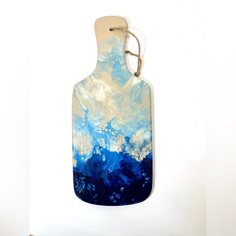 Original Acrylic Fluid Art on Reloved/Upcycled Wood Charcuterie Board